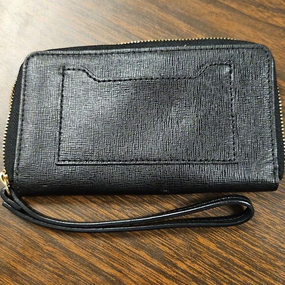 COACH Black Leather Zip Wristlet Wallet - Picture 2 of 5